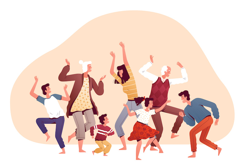 Illustration of a group of people dancing