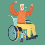 Angry man in a wheelchair