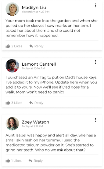 Lizzy Care app message examples