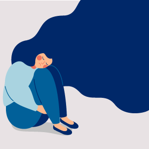 Woman curled up stressed
